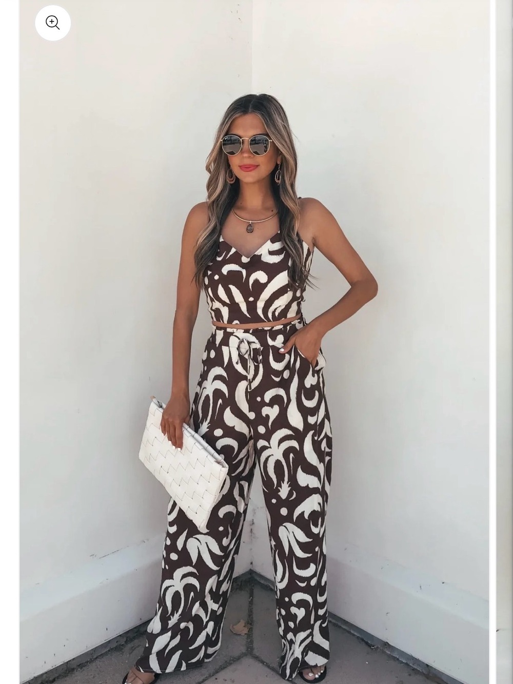 Eda Print Cami Tank And Pants Set - Brown NWT